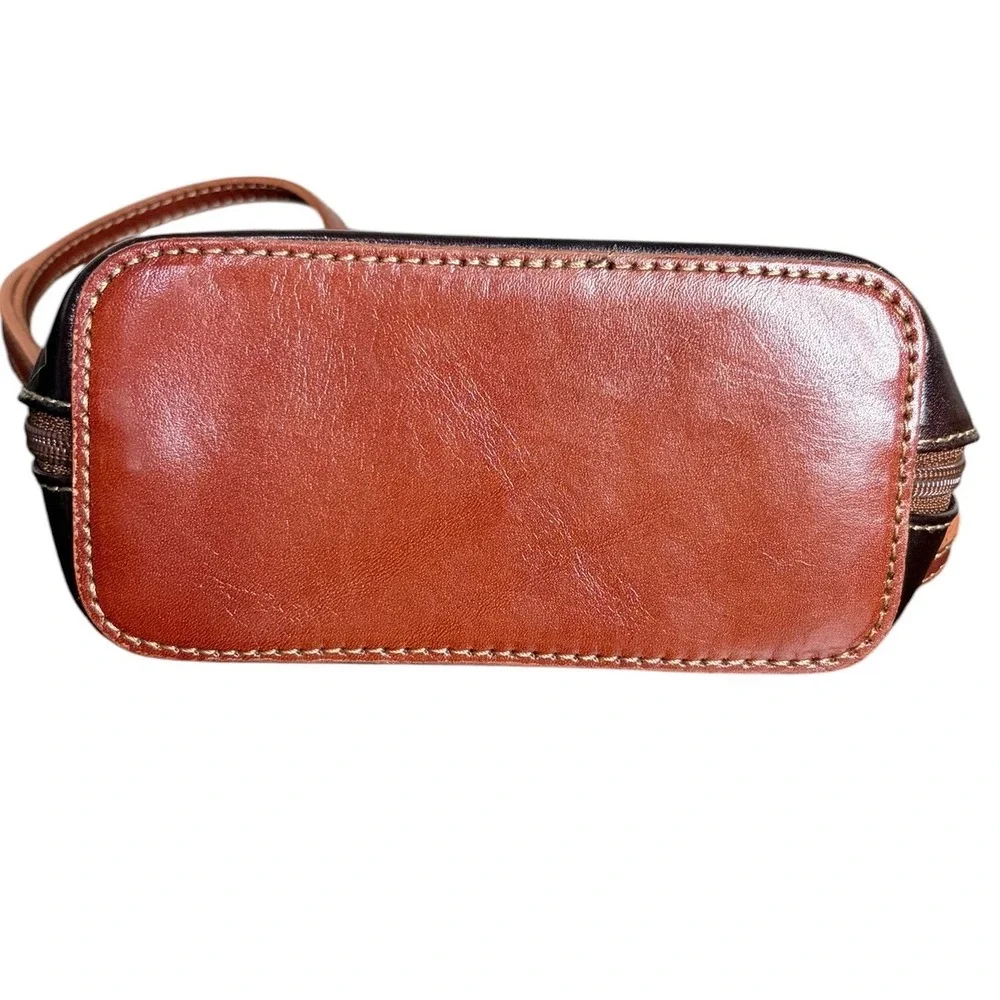 Vera Pelle Dark Brown Leather Crossbody Bag Italian Small Women's OS